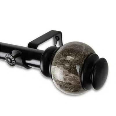Rod Desyne Marble 1 In Adjustable Curtain Rod In Black