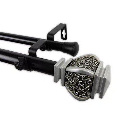 Rod Desyne Margot 1" Adjustable Double Curtain Rod In Black