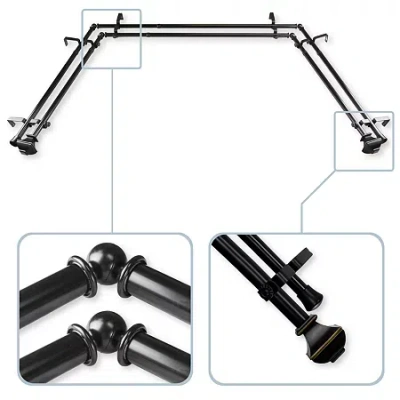 Rod Desyne Marion Double Bay Window Rod In Black