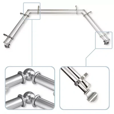 Rod Desyne Marion Double Bay Window Rod In Silver