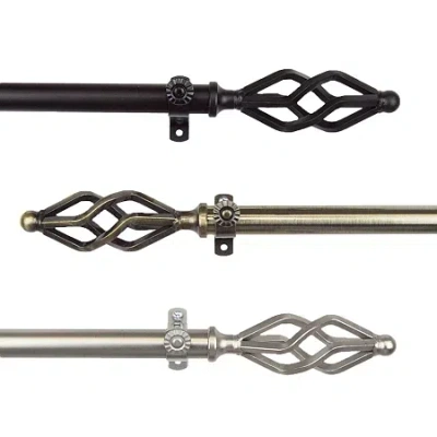 Rod Desyne Marquise 3/4 In Adjustable Curtain Rod In Black