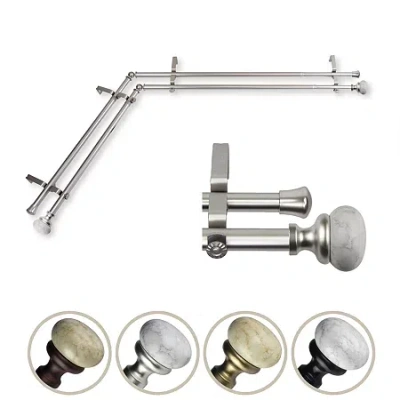 Rod Desyne Merlyn Corner Double Curtain Rod In Silver
