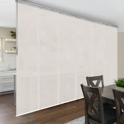 Rod Desyne Meshed Tope Semi-sheer Vertical Blind In Satin Nickel