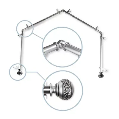 Rod Desyne Naomi 4 Sided Bay Window Rod In Silver