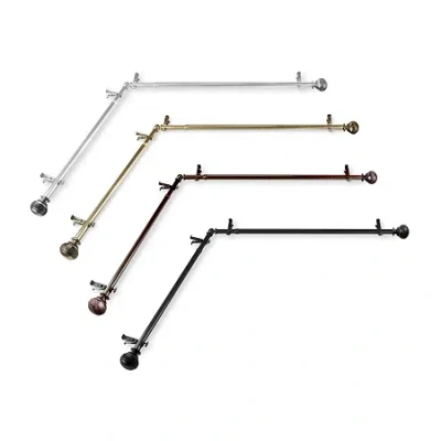 Rod Desyne Naomi Corner 13/16 In Adjustable Curtain Rod In Black