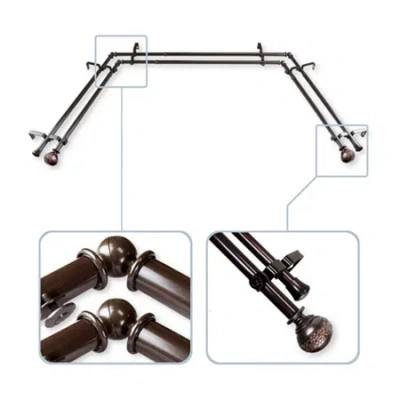 Rod Desyne Naomi Double Bay Window Rod In Brown