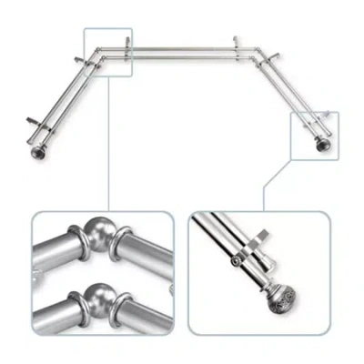 Rod Desyne Naomi Double Bay Window Rod In Silver