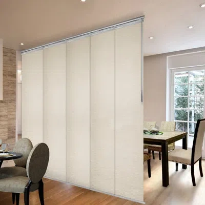 Rod Desyne Nile 5-panel Single Rail Blackout Panel Track Extendable 58"-110"w X 94"h, Panel Width 23.5" In Satin Nickel