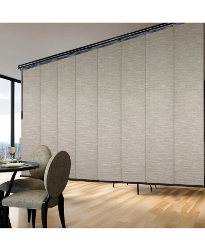 Rod Desyne Oat Brown Blind 8-panel Double Rail Panel Track Extendable 130"-175"w X 94"h, Panel Width 23.5" In Black