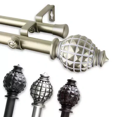 Rod Desyne Opal 1" Adjustable Double Curtain Rod In Silver