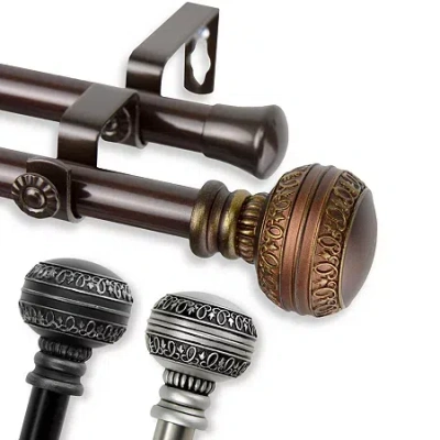 Rod Desyne Ornament 13/16" Adjustable Double Curtain Rod In Black