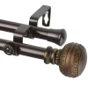 Rod Desyne Ornament 13/16" Adjustable Double Curtain Rod In Brown