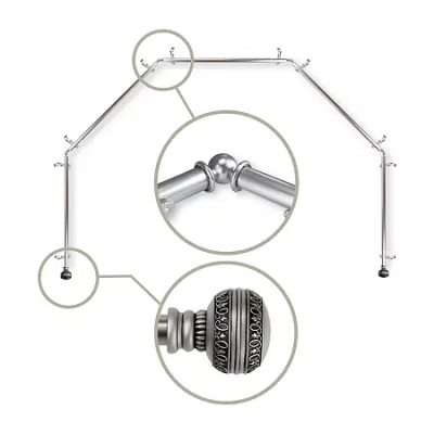 Rod Desyne Ornament 5-sided Bay Window Rod In Silver