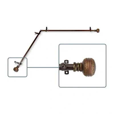 Rod Desyne Ornament Corner Window 3/4 In Adjustable Curtain Rod In Brown