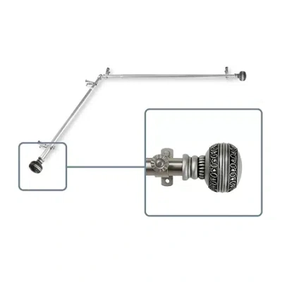 Rod Desyne Ornament Corner Window 3/4 In Adjustable Curtain Rod In Silver
