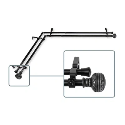 Rod Desyne Ornament Corner Window Double Curtain Rod In Black
