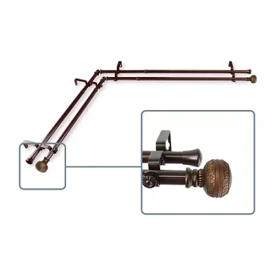 Rod Desyne Ornament Corner Window Double Curtain Rod In Brown