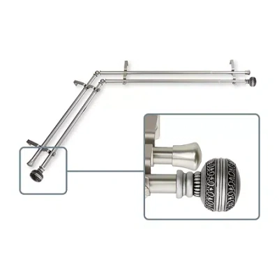 Rod Desyne Ornament Corner Window Double Curtain Rod In Silver