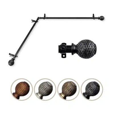 Rod Desyne Ozana Corner 3/4 In Adjustable Curtain Rod In Black