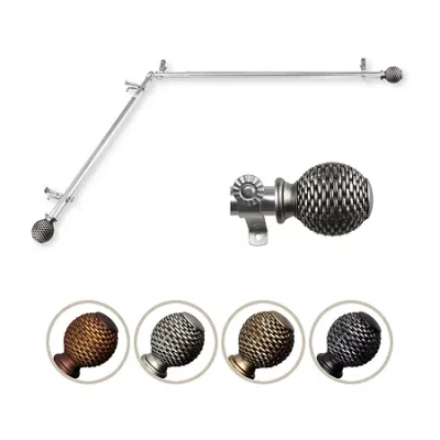 Rod Desyne Ozana Corner 3/4 In Adjustable Curtain Rod In Silver
