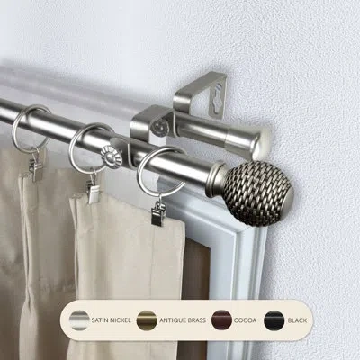 Rod Desyne Ozana Double Curtain Rod 3/4 Inch Dia In Satin Nickel