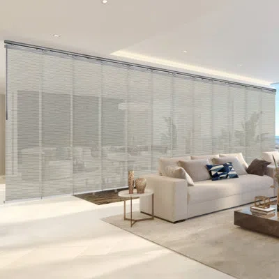 Rod Desyne Pewter Filigree 12-panel Double Rail Panel Track Extendable 140"-260"w, Panel Width 23.5" In Satin Nickel