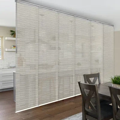 Rod Desyne Pewter Filigree Semi-sheer Vertical Blind In Satin Nickel