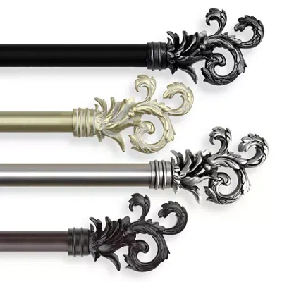 Rod Desyne Plume 1" Adjustable Curtain Rod In Black