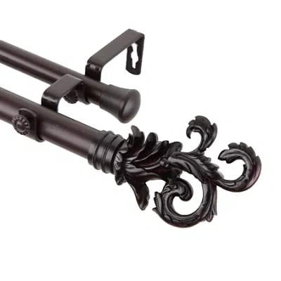 Rod Desyne Plume 1" Adjustable Double Curtain Rod In Brown