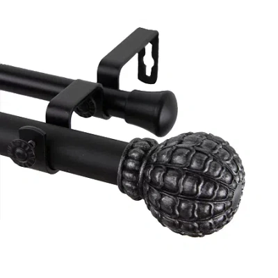 Rod Desyne Pod 1" Adjustable Double Curtain Rod In Black