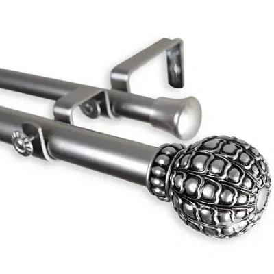 Rod Desyne Pod 1" Adjustable Double Curtain Rod In Silver