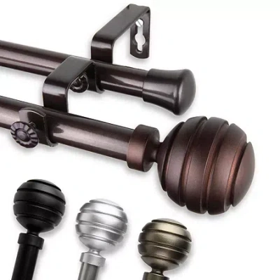 Rod Desyne Poise 13/16" Double Adjustable Curtain Rod In Black