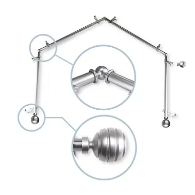 Rod Desyne Poise 4 Sided Bay Window Rod In Silver