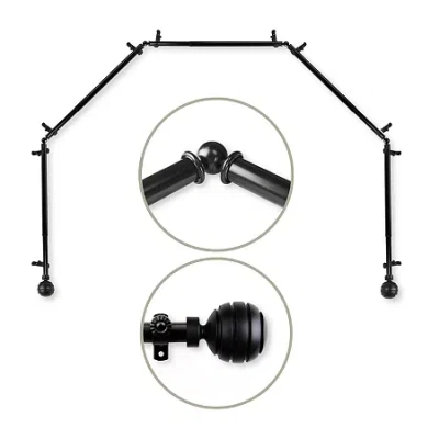 Rod Desyne Poise 5 Sided Bay Window Rod In Black