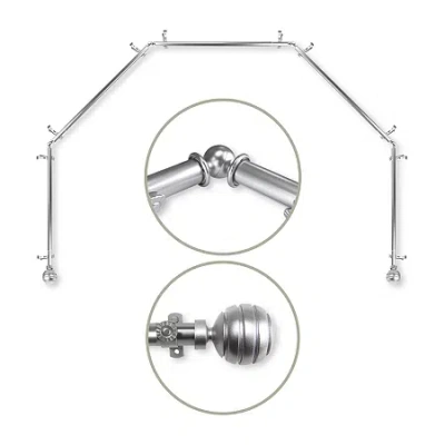 Rod Desyne Poise 5 Sided Bay Window Rod In Silver