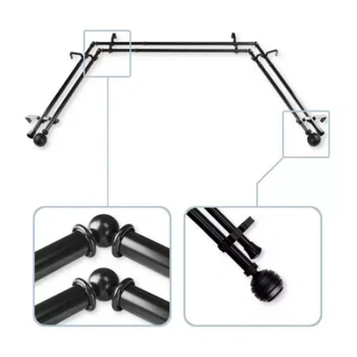 Rod Desyne Poise Double Bay Window Rod In Black