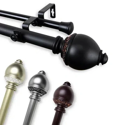 Rod Desyne Ramona 1" Adjustable Double Curtain Rod In Brown