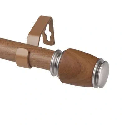 Rod Desyne Romilda Faux Wood 1 In Adjustable Curtain Rod In Brown