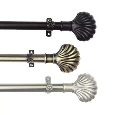 Rod Desyne Scallop 3/4 In Adjustable Curtain Rod In Black