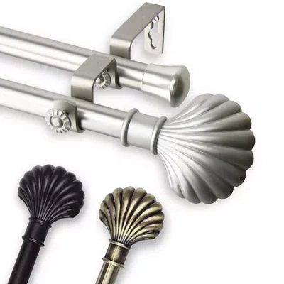 Rod Desyne Scallop Double Curtain Rod In Silver