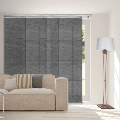 Rod Desyne Semi-sheer Charcoal Camo 4-panel Single Rail Panel Track Extendable 48-88w X 94"h, Panel Width 23.5"