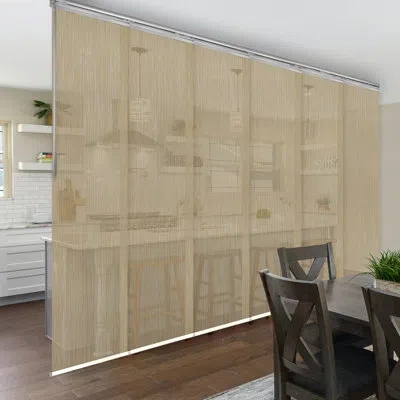 Rod Desyne Semi-sheer Vertical Blind In Satin Nickel