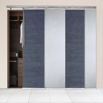 Rod Desyne Semi-sheer White/gray Vertical Blind In White;gray