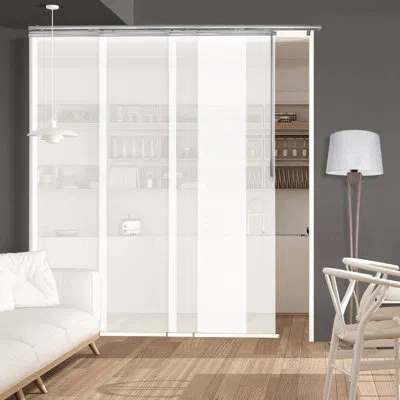 Rod Desyne Semi-sheer Winter 4-panel Single Rail Panel Track Extendable 48"-88"w X 94"h, Panel Width 23.5" In Black