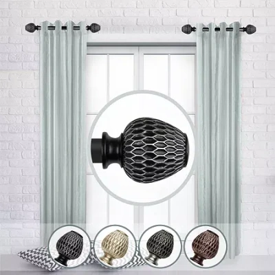 Rod Desyne (set Of 2) Ashwin 1 In Adjustable Side Curtain Rod In Black