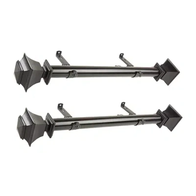 Rod Desyne (set Of 2) Bach Side 1 1/2 In Adjustable Curtain Rod In Black