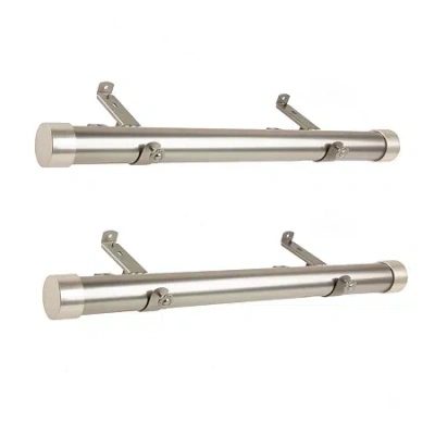 Rod Desyne (set Of 2) Basic Side 1 1/2 In Adjustable Curtain Rod In Silver