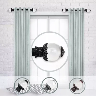 Rod Desyne (set Of 2) Beam Side 1 In Adjustable Curtain Rod In Black