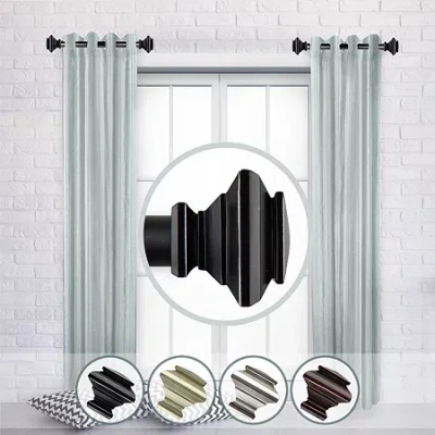 Rod Desyne (set Of 2) Fern 1 In Adjustable Side Curtain Rod In Black