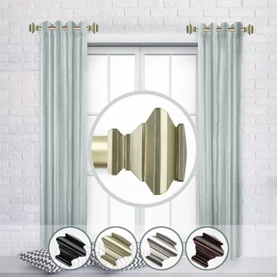 Rod Desyne (set Of 2) Fern 1 In Adjustable Side Curtain Rod In Yellow